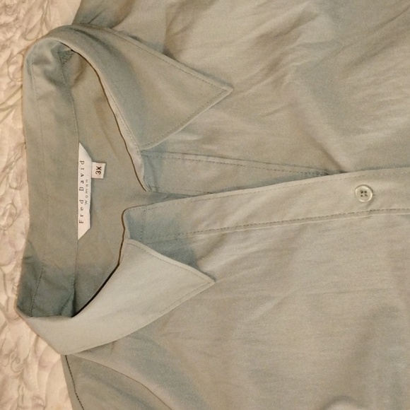 Fred David Woman's Stretchy Light Green Button Down Quarter Sleeve Blouse, 3X - Picture 8 of 8